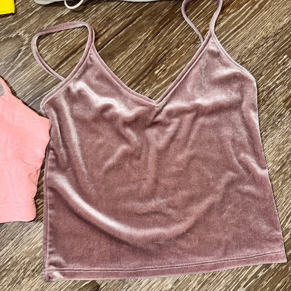 Lot Small 6x Girly Tank Crop Tops Set White Pink Purple Yellow Blouse Backless - Picture 7 of 8